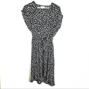 Max Studio brown and beige polkadot V-neck midi dress size small S